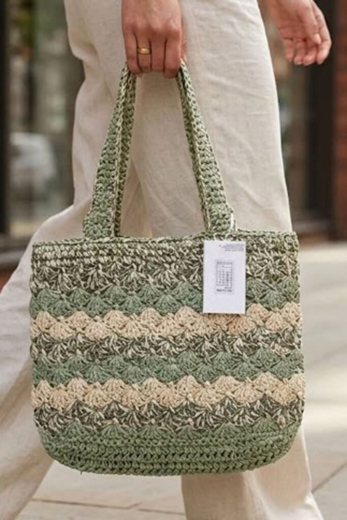 Crochet Striped Knitted Shoulder Bag