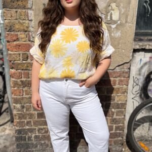 Floral Daisy Print Oversized Tunic Cotton Top