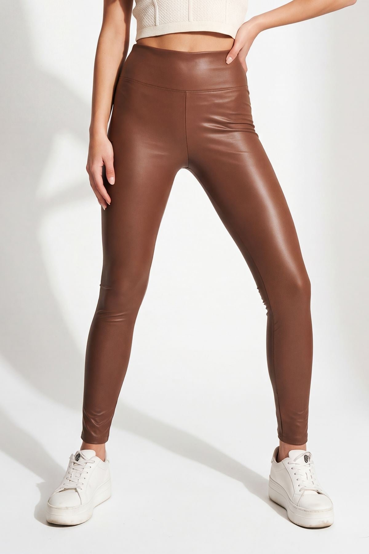 Plain Wet Look PU Leggings