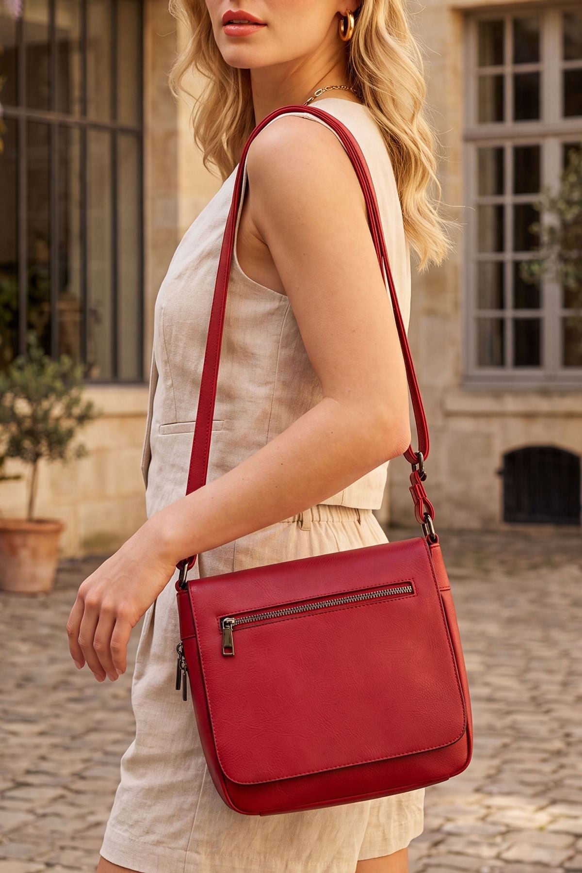 Flap Closure Zip Pocket Adjustable Strap Crossboby Bag