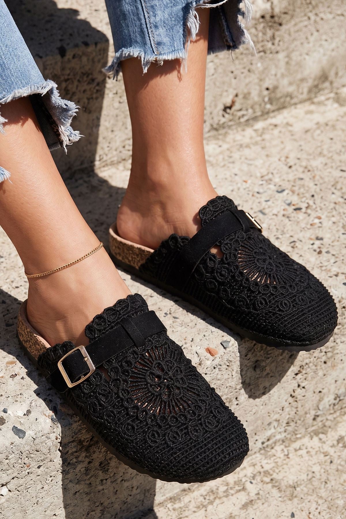 Crochet Buckle Strap Flat Shoes view 2
