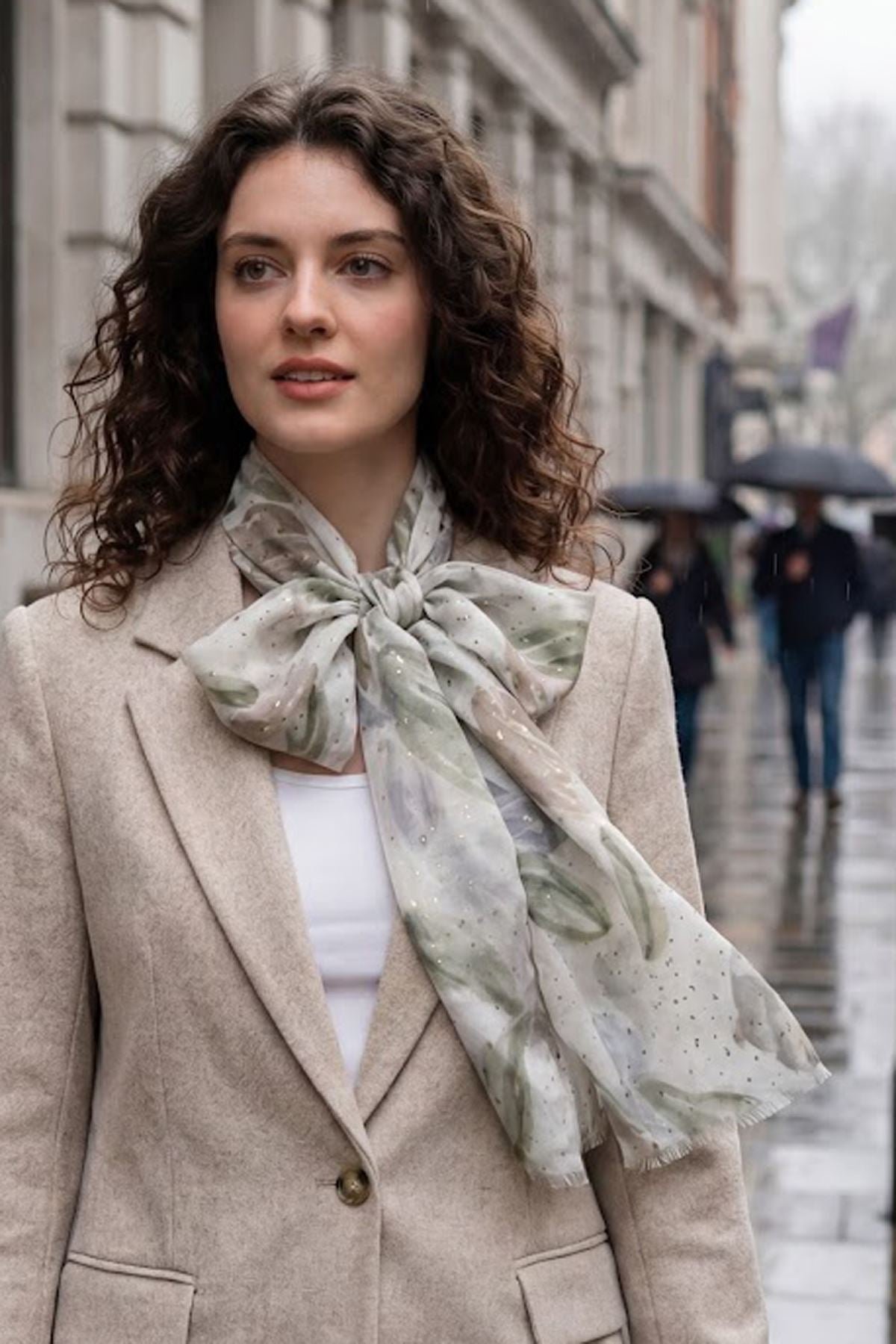 Botanical Print Speckled Cotton Scarves view 2