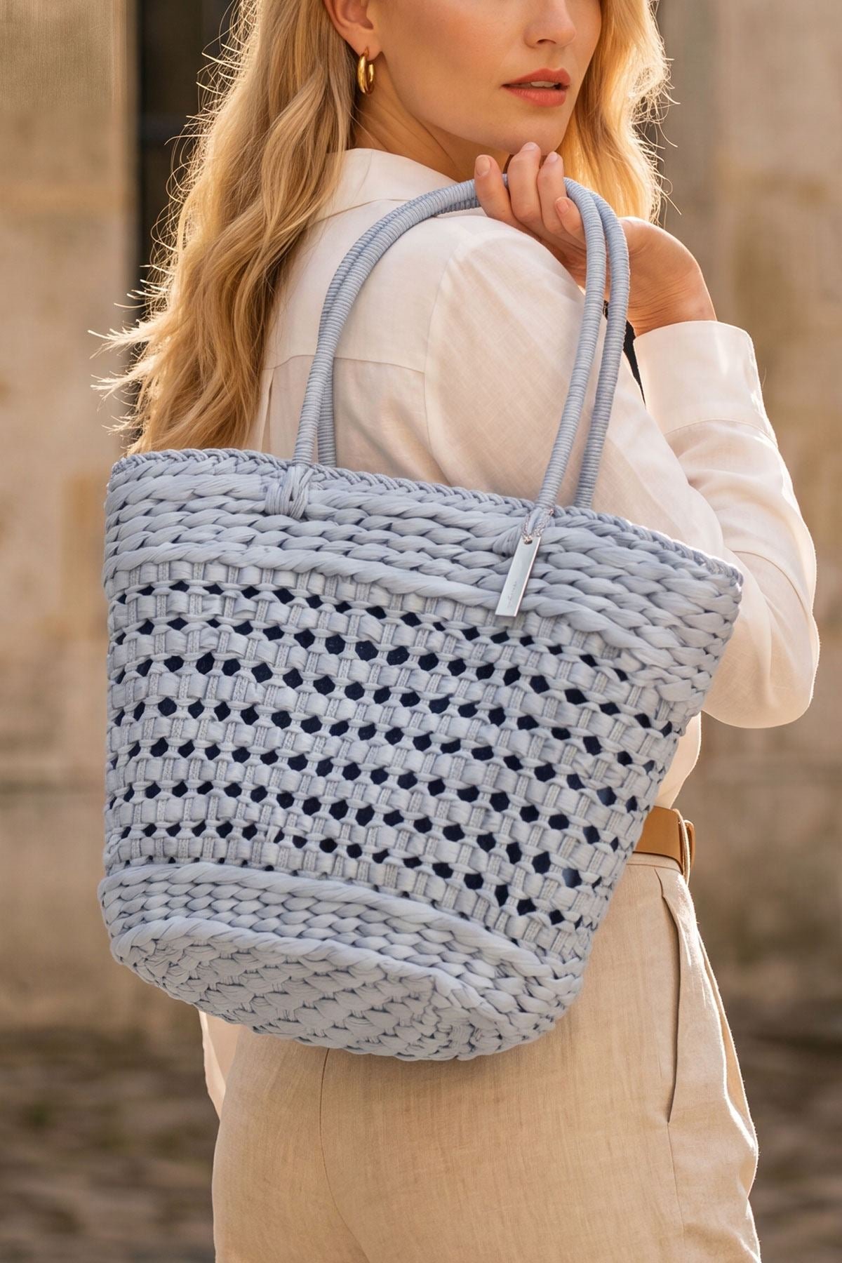Crochet Two Handle Shoulder Bag view 3