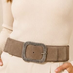 Suede Wide Waist Statement Buckle Belt