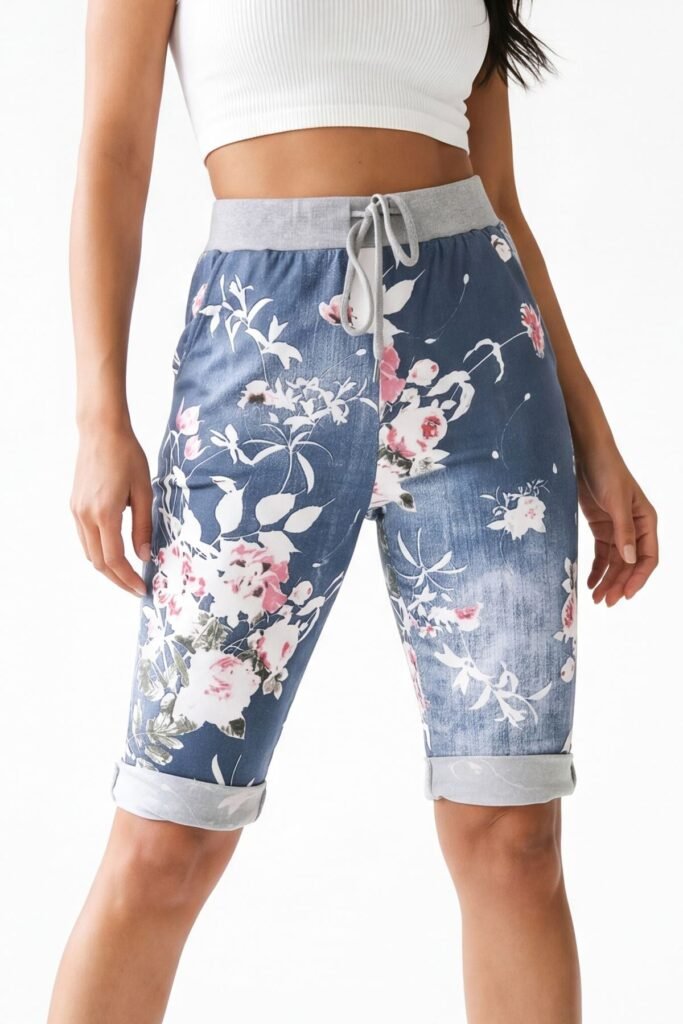 Floral Printed 3/4 Drawstring Trouser