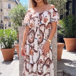 Floral Print Shirred Waist Dress