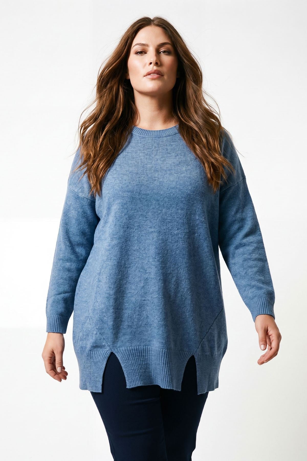 Plain Knit Split Hem Top