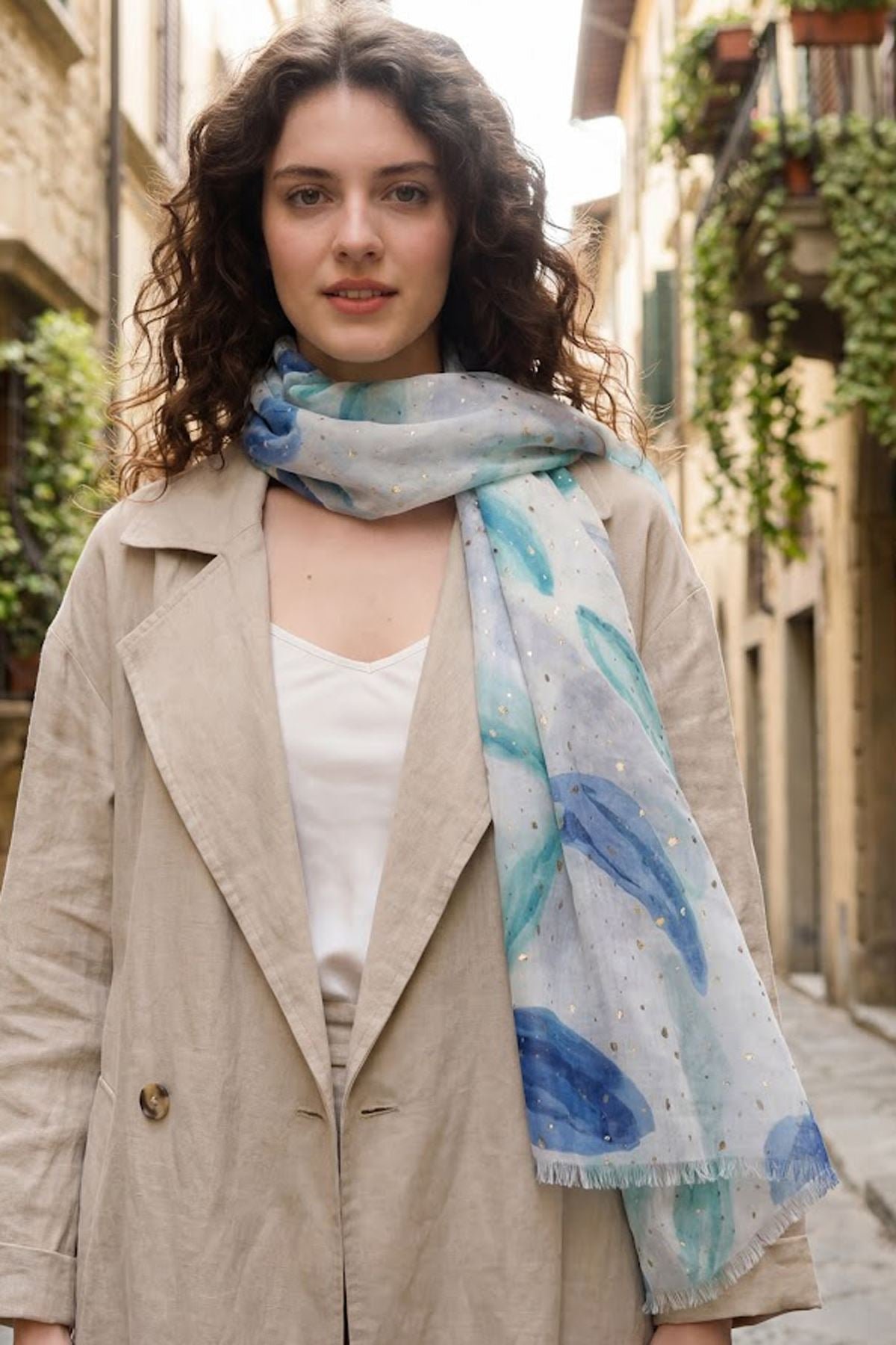Botanical Print Speckled Cotton Scarves view 3