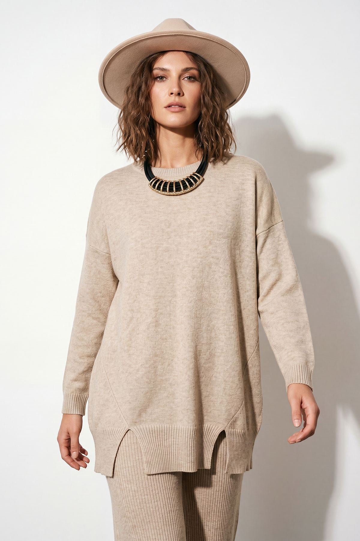Plain Knit Split Hem Top view 2