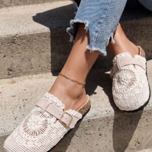 Crochet Buckle Strap Flat Shoes