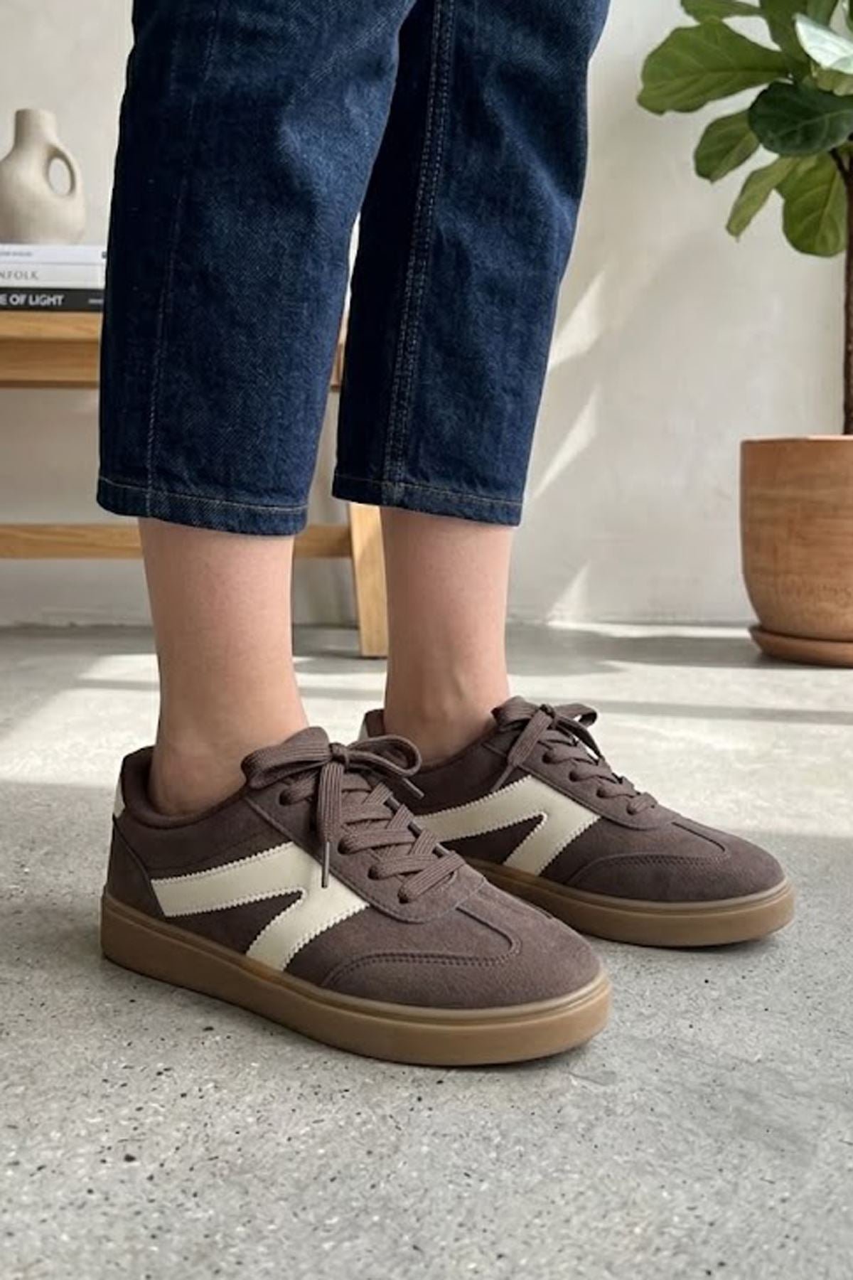 Suede Contrast Stripe Lace Up Trainer view 2