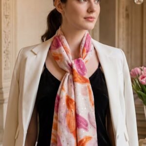 Botanical Print Speckled Cotton Scarves