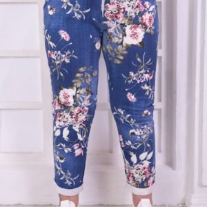 Cotton Floral Print Pocket Drawstring Trouser