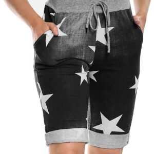 Italian Star Print Drawstring 3/4 Trouser