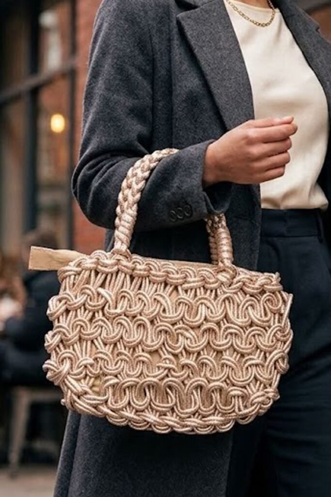 Braided Rope Two Handle Shoulder Bag