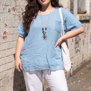 Plain Mesh Pocket Details Cotton Top