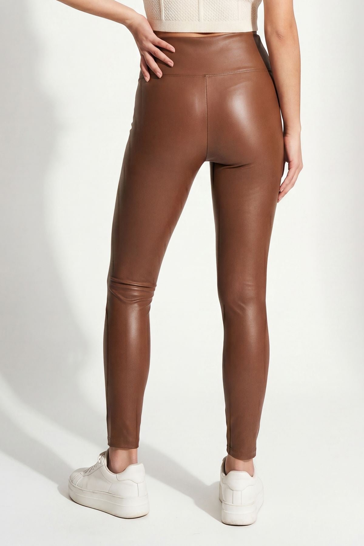 Plain Wet Look PU Leggings view 4