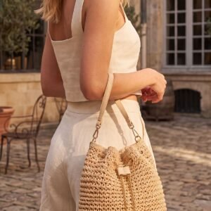 Crochet Chain Drawstring Shoulder Bag
