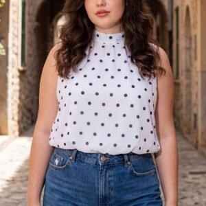 Polka Dot Print Tunic Top