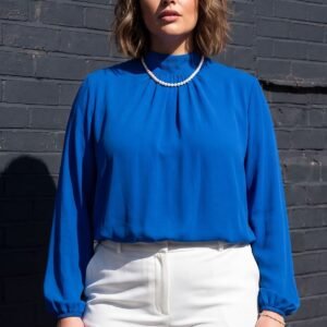 Plain Elasticated Hemline Keyhole Back Top