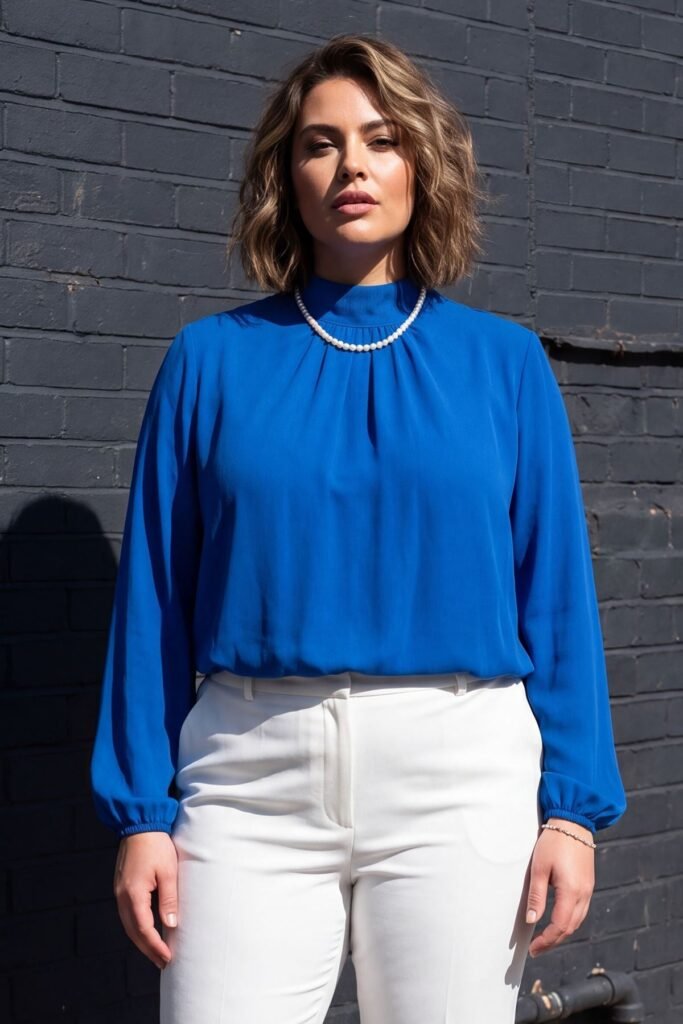 Plain Elasticated Hemline Keyhole Back Top