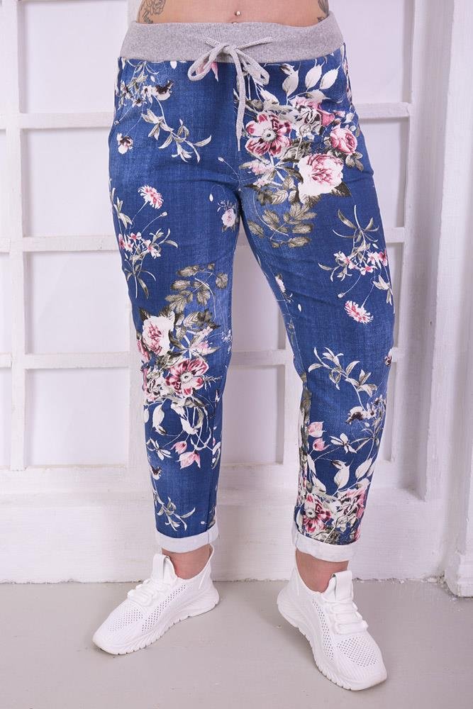Cotton Floral Print Pocket Drawstring Trouser view 3