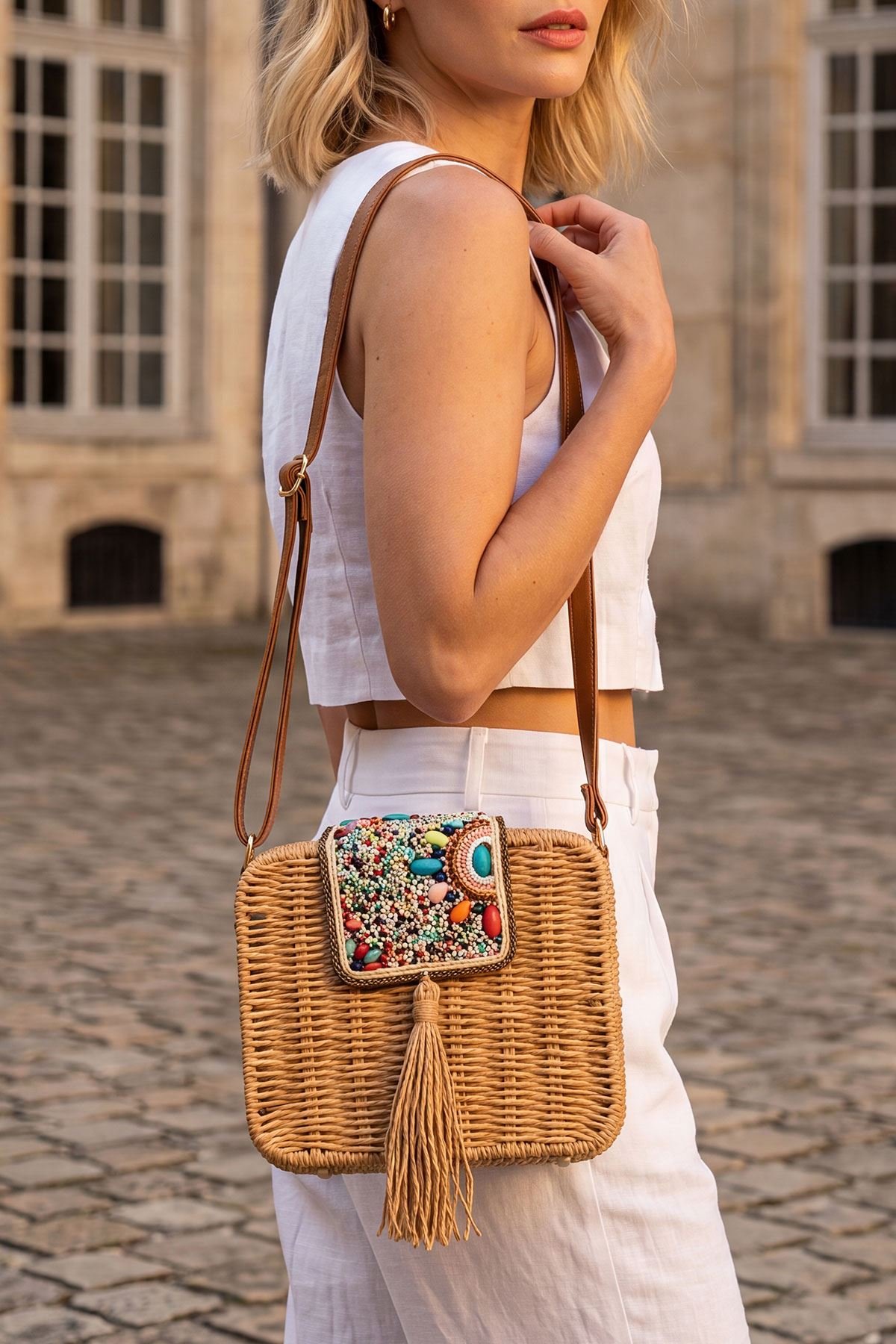 Embellished Tassel Detail Shoulder Bag view 2