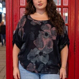 Floral Print Oversized Tunic Cotton Top