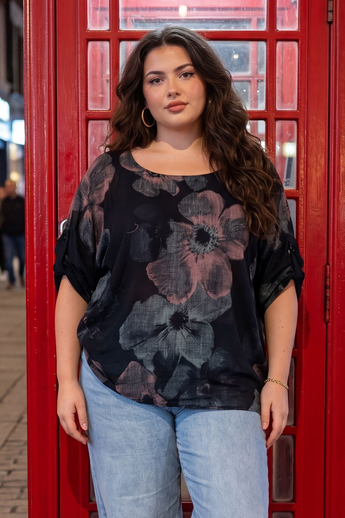 Floral Print Oversized Tunic Cotton Top