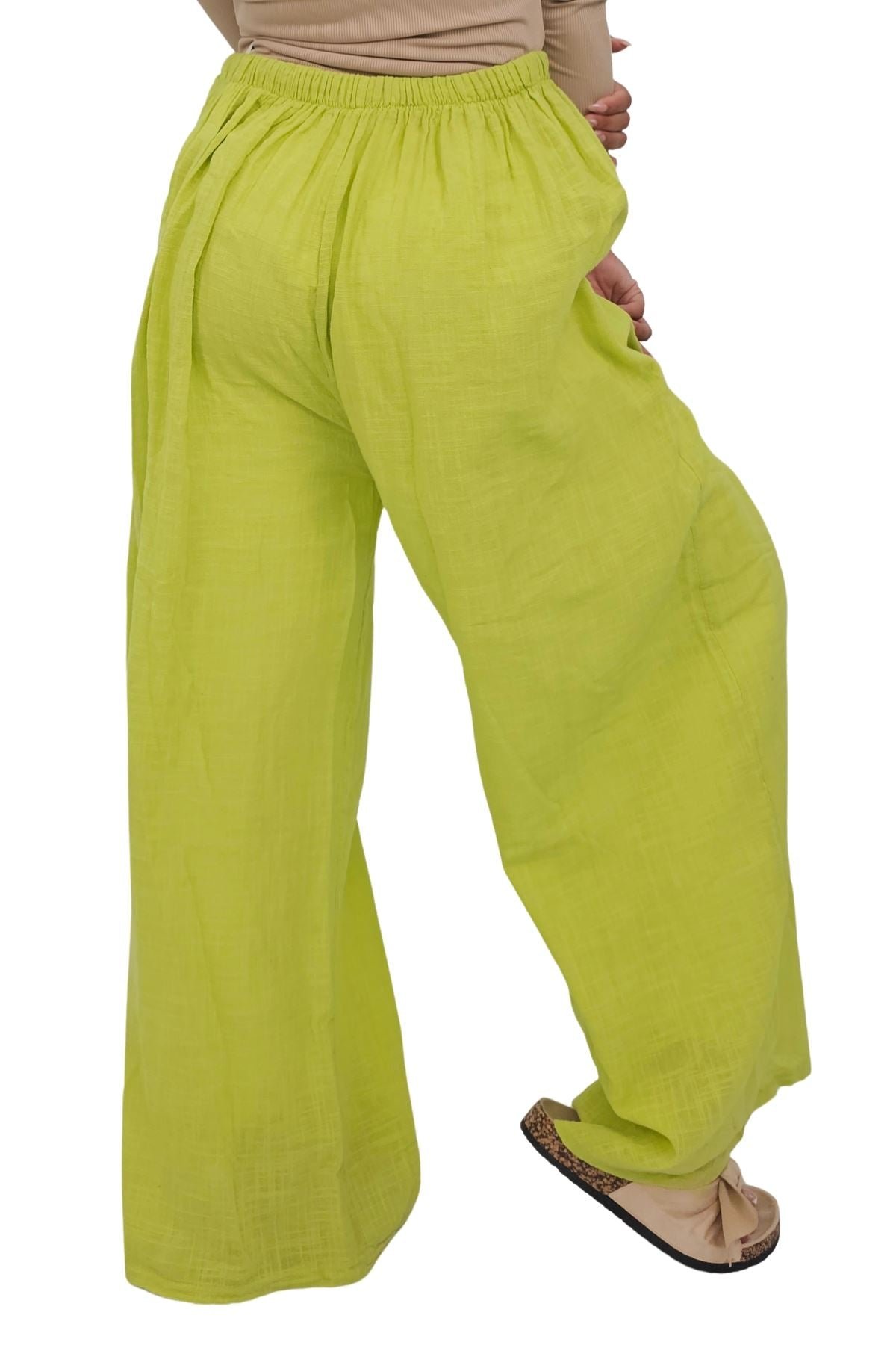 Plain Side Pockets Wide Leg Cotton Palazzo view 2