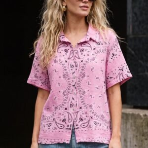Paisley Print Button-Front Detail Cotton Shirt