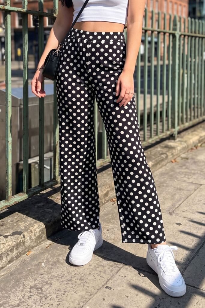 Polka Dot Print Wide Leg Palazzo