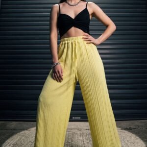 Plain Pleated Elasticated Waistband Palazzo