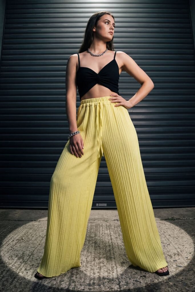 Plain Pleated Elasticated Waistband Palazzo