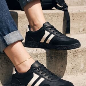 Contrast Stripe Lace Up Platform Shoes
