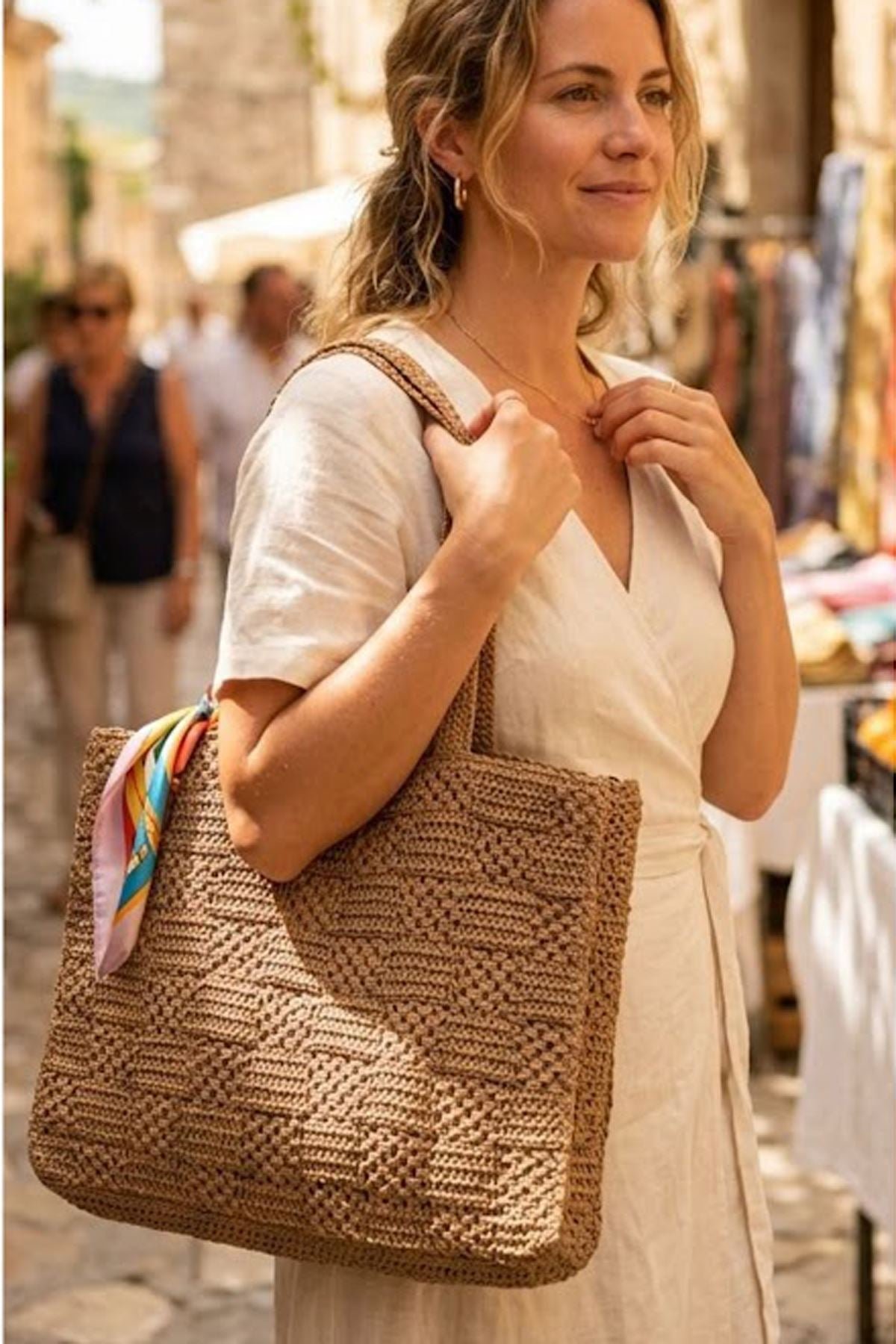 Crochet Two Handle Shoulder Bag view 3