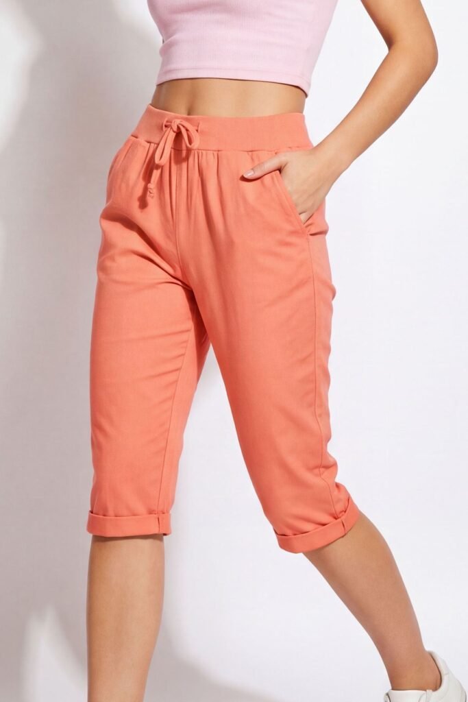 Italian Plain 3/4 Drawstring Pocket Trousers