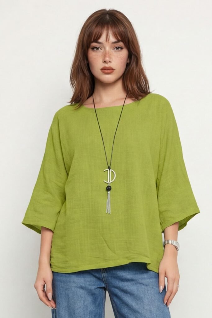 Plain Necklace Tunic Top