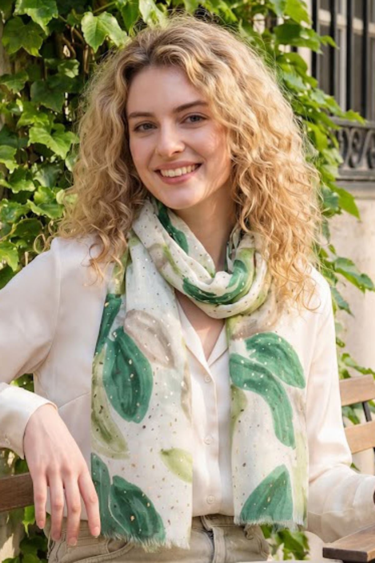 Botanical Print Speckled Cotton Scarves view 4