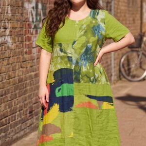 Abstract Print Front Pocket Dress