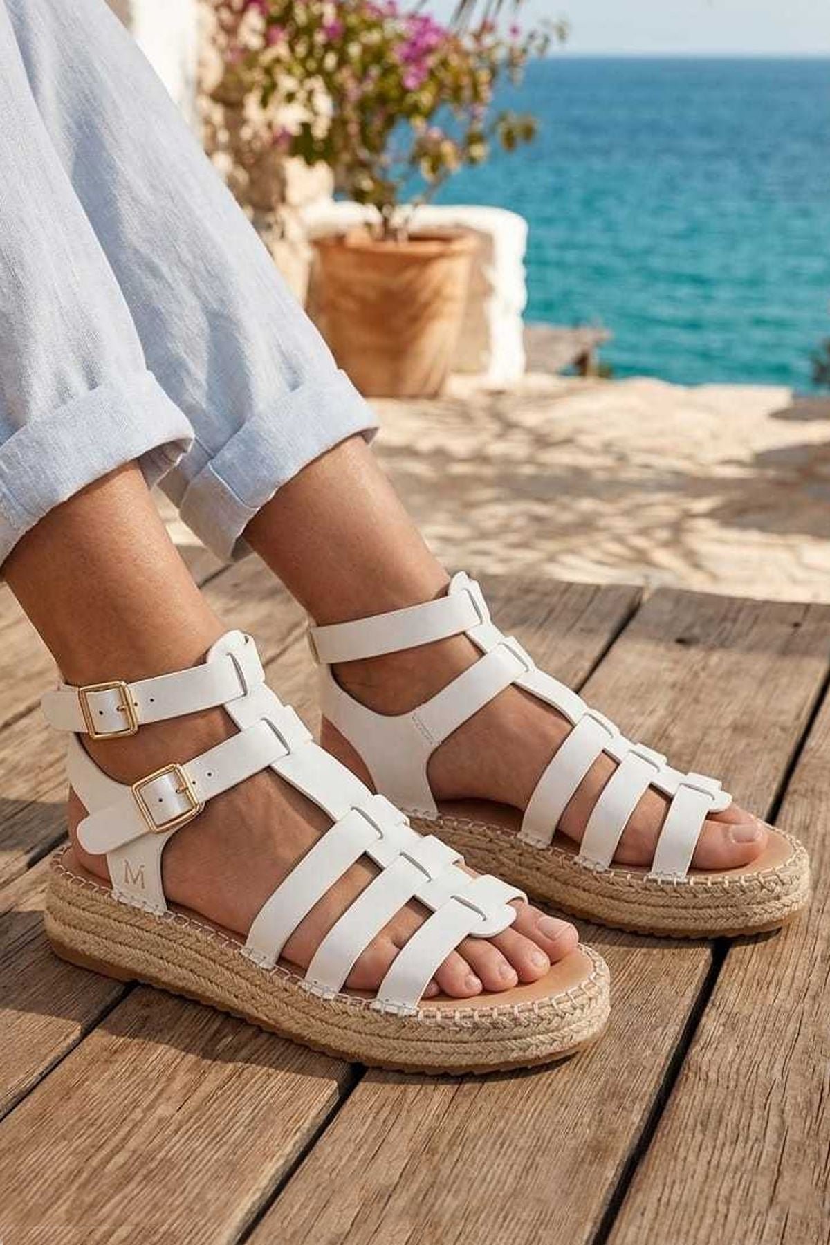 Double Buckle Espadrilles Platform Sandal view 3