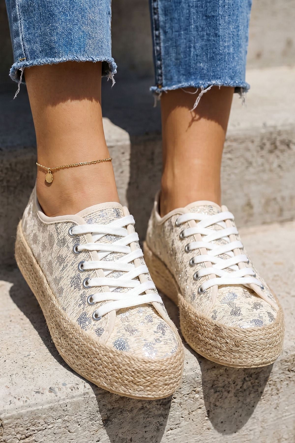 Leopard Espadrilles Thread Fastening Sneakers