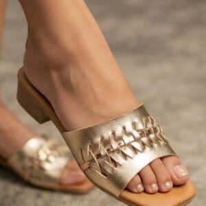 Cut Out Block Heel Slip On Slider