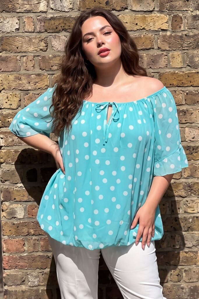 Polka Dot Print Swing Tunic Top