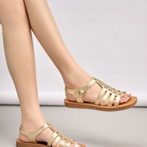 Buckle Strap Open Toe Flat Sandal