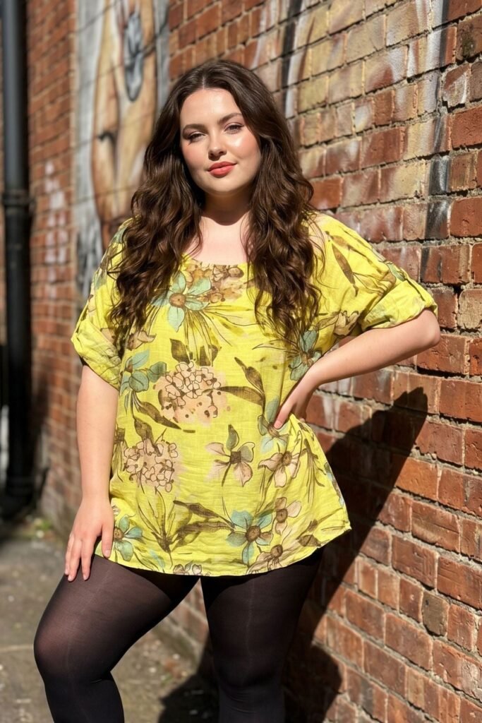 Tropical Floral Print Tunic Cotton Top