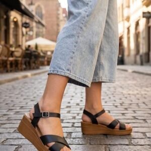 Cross Strap Ankle Strap Wedge Sandal