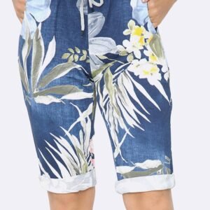 Italian Floral Denim Print 3/4 Trouser