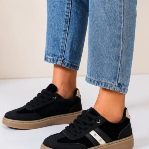 Contrast Stripe Detail Lace Up Platform Sneakers