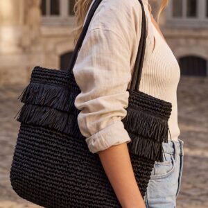 Crochet Fringe Detail Shoulder Bag